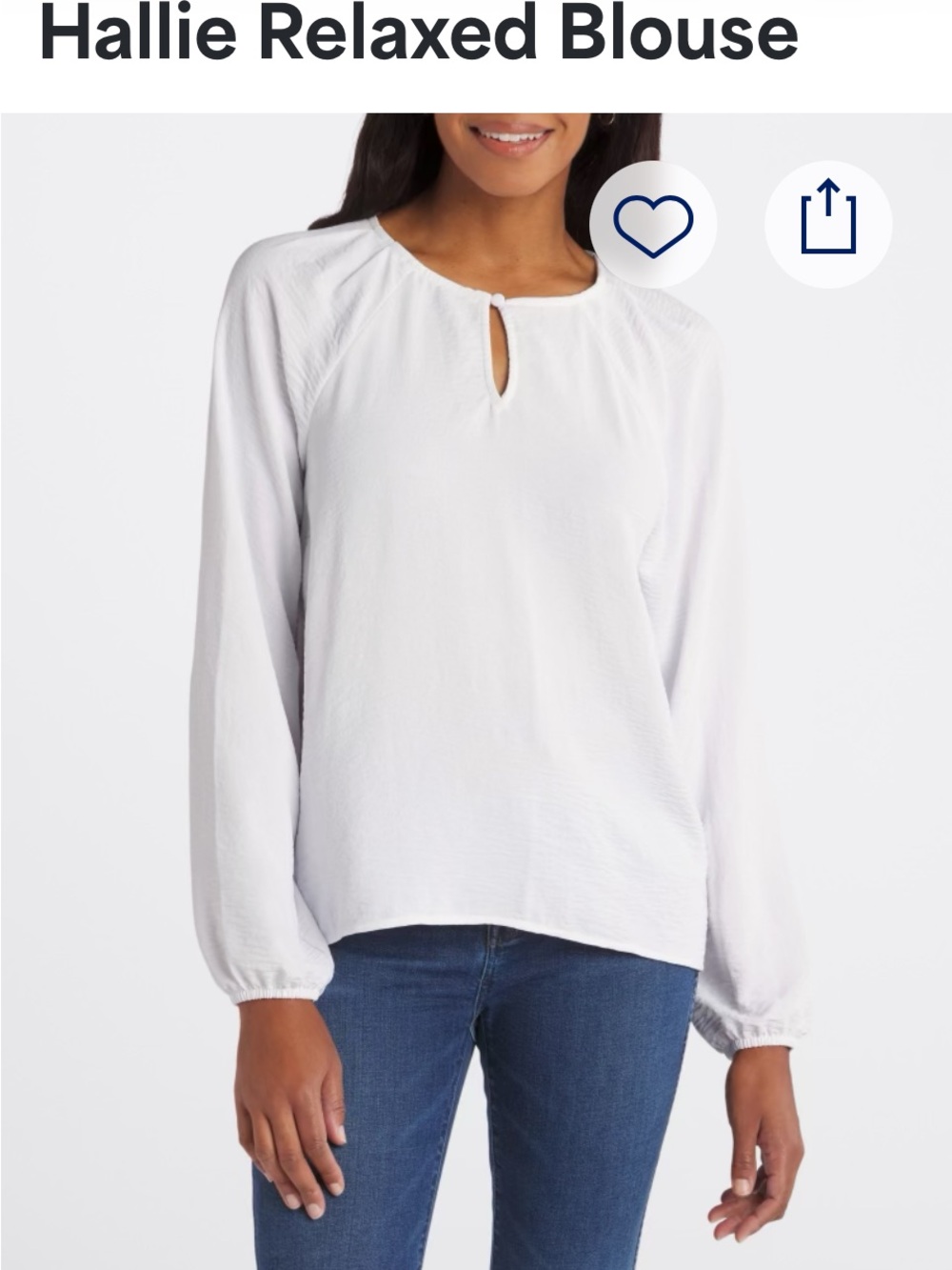nine britton White Keyhole Long-Sleeve Blouse (Stitch Fix)